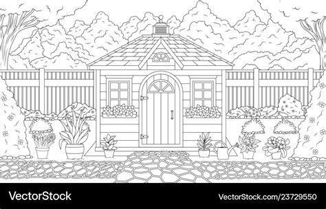 Garden House Coloring Royalty Free Vector Image