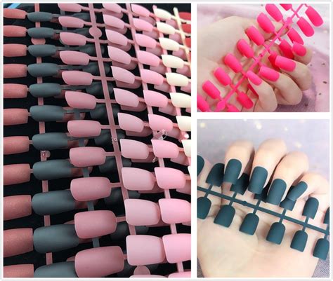 24 Pcs Detachable Frech Fake Nails Matte Nail Tips23 Colors Etsy