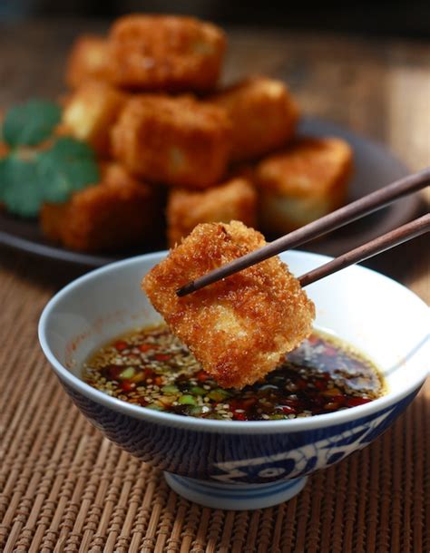 Fried Tofu With Sesame Soy Dipping Sauce Season With Spice