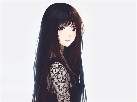 Brown Hair Cute Long Hair Blue Eyes Anime Girl Aesthetic