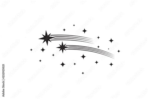 Vetor Do Stock Stars With Trails Comets Black Silhouettes Star