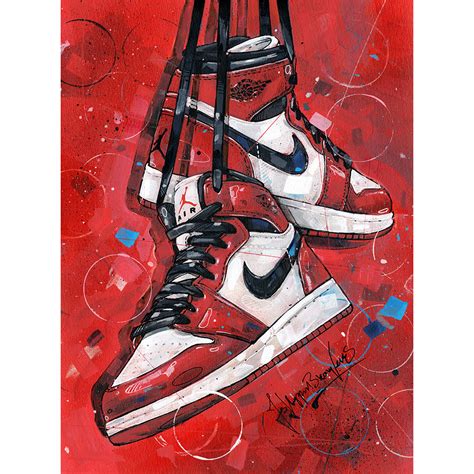 Nike Air Jordan 1 Retro Og Gs Chicago Painting 30x40cm Jos