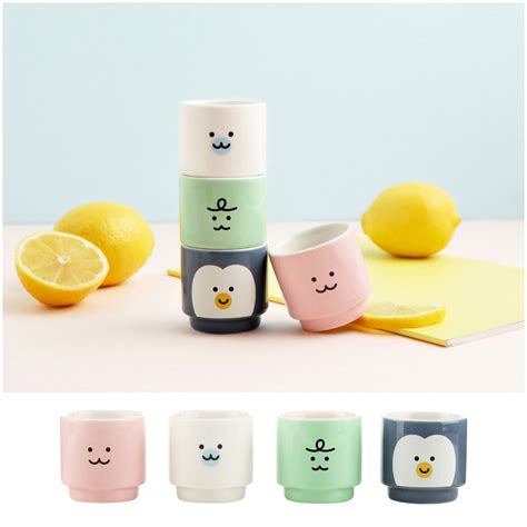 Kakao Friends Niniz Stackable Ceramic Soju Mini Cup 4p Set Shot