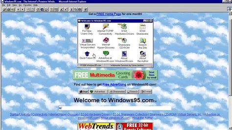 Windows 95 Website In 1996 In Internet Explorer 20 Youtube