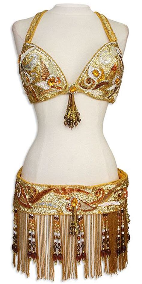 gold with copper sequin and jewels egyptian bra and belt belly dance costume belly dance costume