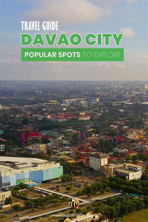 An Aerial View Of A City With The Words Travel Guide Davao City Popular