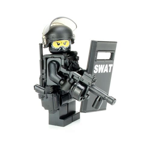 Swat Riot Control Police Officer Minifigure Made With Real Lego