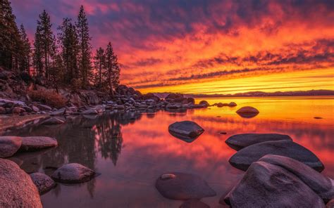 Lake Tahoe In North America In The Sierra Nevada Mountains California