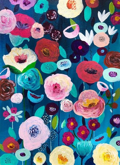 Whimsical Florals Art Illustration Print Etsy In 2020 Folk Art