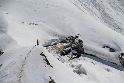 Skier Climbing A Snowy Mountain Stock Photo Image Of Backcountry