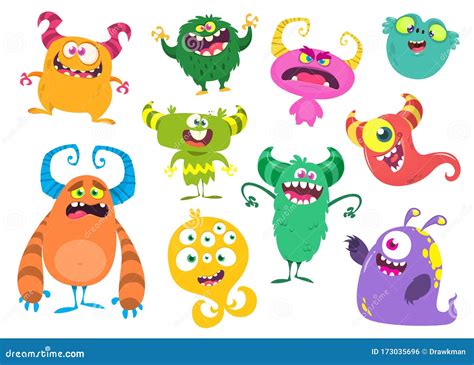 Monstros Bonitos De Desenho Animado Conjunto De Monstros De Desenho