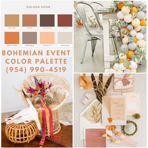 The Color Scheme For Bohemian Event Is Peach And Gold