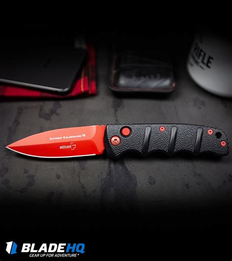 Boker Kalashnikov Black Automatic Knife Red Dagger Blade Hq