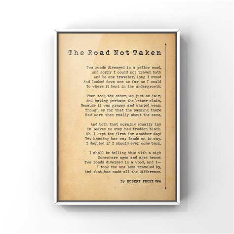 The Road Not Taken Poem By Robert Frost Poster Print Etsy