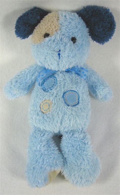 Carters 11 Blue Wtan Spots Plush Puppy Dog Stuffed Toy Baby Lovey