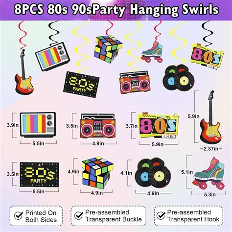 80s 90s Party Decorations 115pcs Balloon Arch Kit 80s 90s Hanging