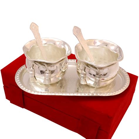 Silver gifts are available in almost all budgets. Silver coloured Twin bowl set made of German Silver | BoonToon