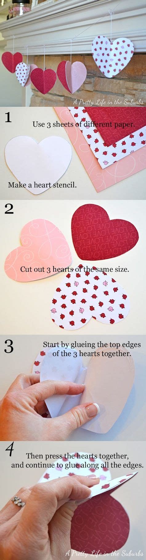 3d Valentine Paper Heart Garland Ideeën Voor Het Huis Papieren