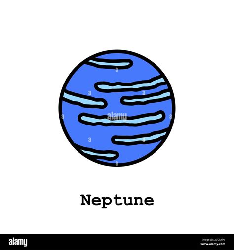 Neptune Planet Color Icon Thin Line Linear Outline Vector Neptune