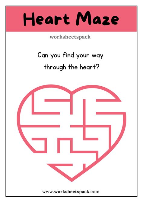 Free Heart Printable Mazes Pdf Heart Maze For Kids Printable And