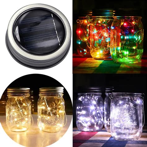 1pc Solar Mason Jar Fairy Light With Color Changing Or White Led For