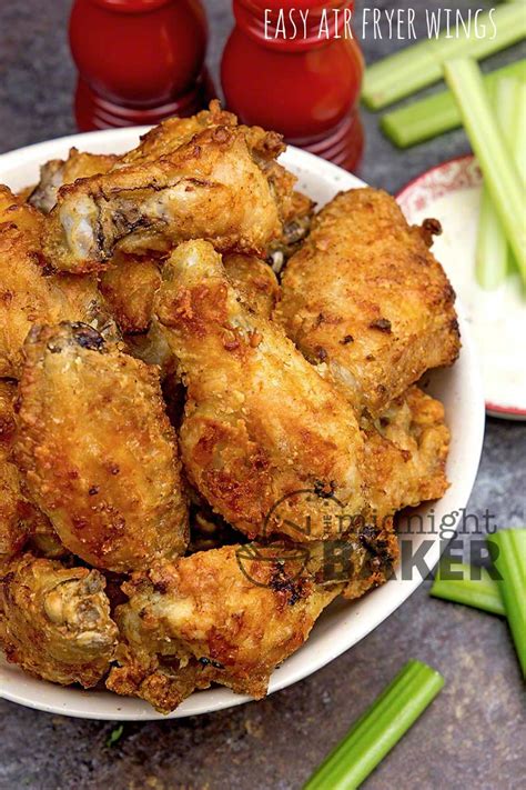 If you don't love ranch dressing, like myself, you will still love these succulent air fryer ranch wings. Easy Air Fryer Wings - The Midnight Baker