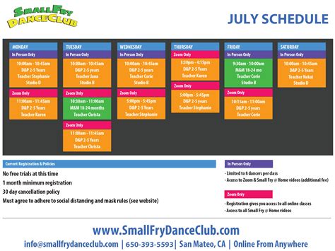 Dance Class Schedule Small Fry Dance Club