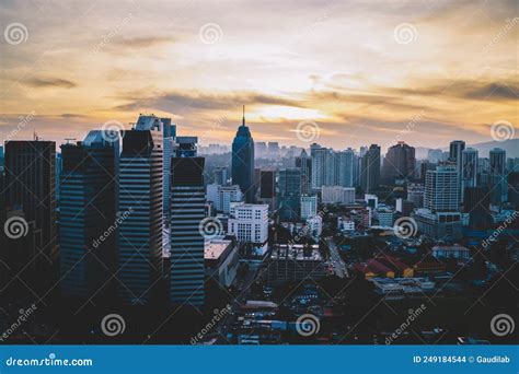 Modern City Centre With Skyscrapers At Sunrise Stock Photo Image Of