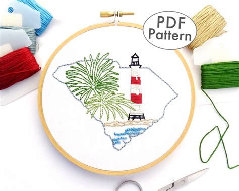 South Carolina Hand Embroidery Pattern Pdf Folly Beach And Etsy