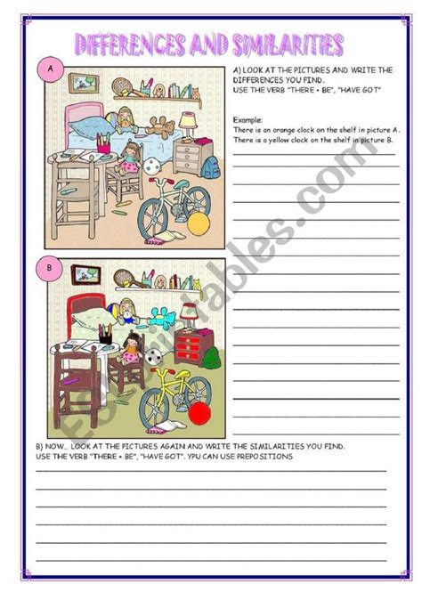 Differences And Similarities Esl Worksheet By Sandramendoza
