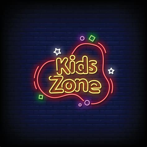 Kids Zone Neon Signs Style Text Vector 2424661 Vector Art At Vecteezy
