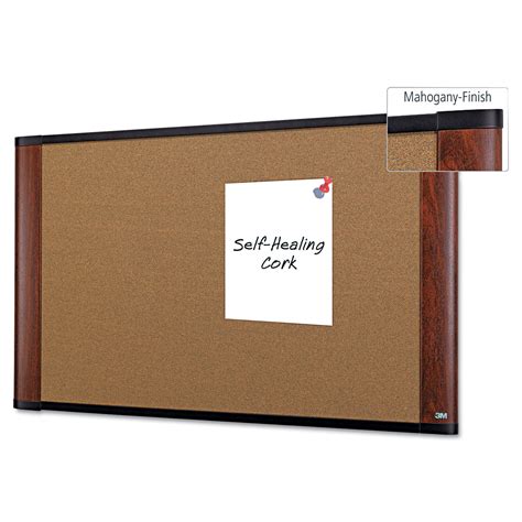 3m Cork Bulletin Board 48 X 36 Aluminum Frame Wmahogany Wood Grained