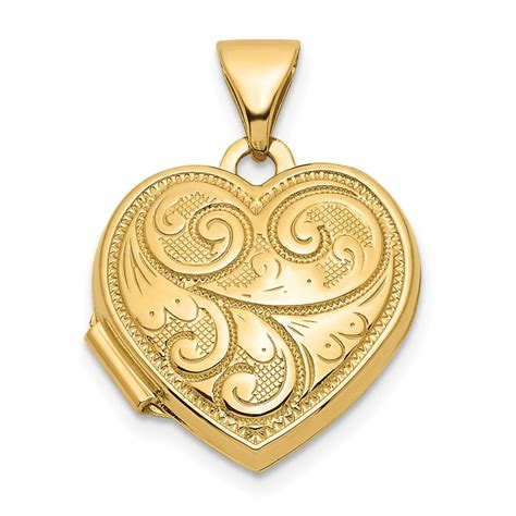 14k Swirl Design 15mm Heart Locket The Gold Store