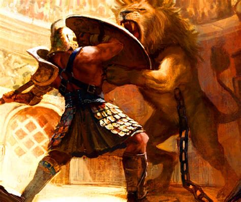 Gladiators Fighting Lions