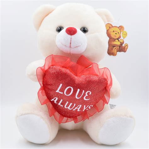 Valentines Day 105 White Teddy Bear Plush Holding A Heart Love