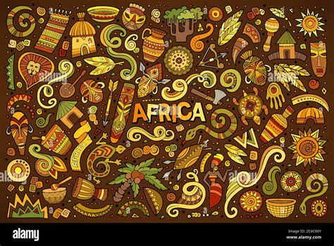 Vector Doodle Cartoon Set Of Africa Objects Stock Vector Image Art