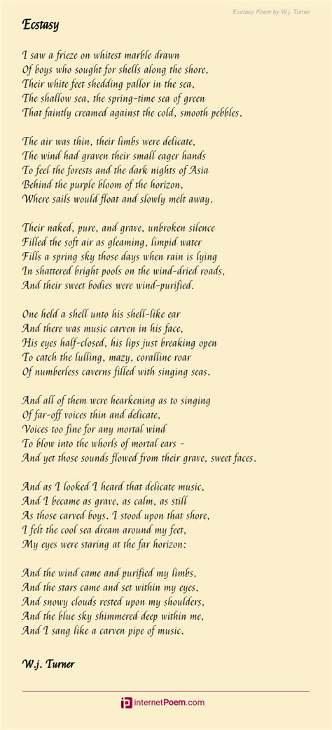Ecstasy Poem By Wj Turner