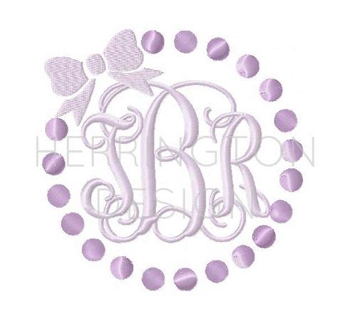Pearl And Bow Embroidery Design Monogram Lace Circle Frame Bx Etsy