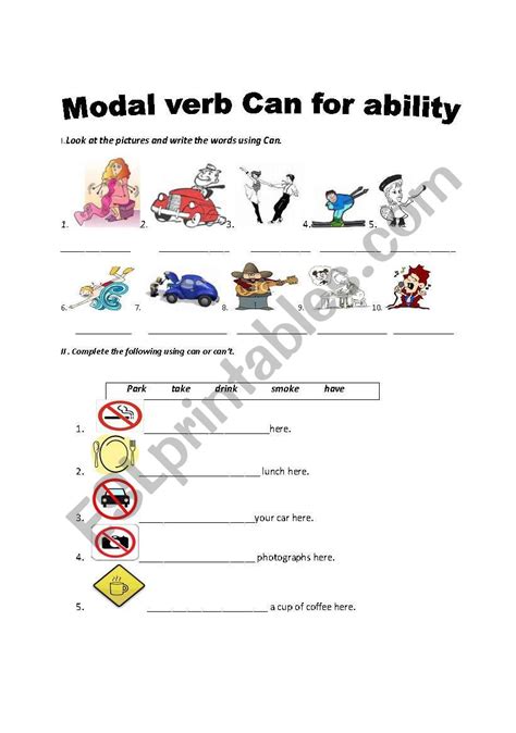 Modal Verb Can For Ability Esl Worksheet By Sanbs