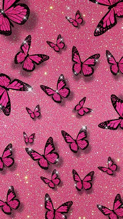 Pink Glitter Butterfly Background Pink Glitter Wallpaper Glitter