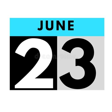 June 23 Flat Daily Calendar Icon Date Day Month Stock Illustration