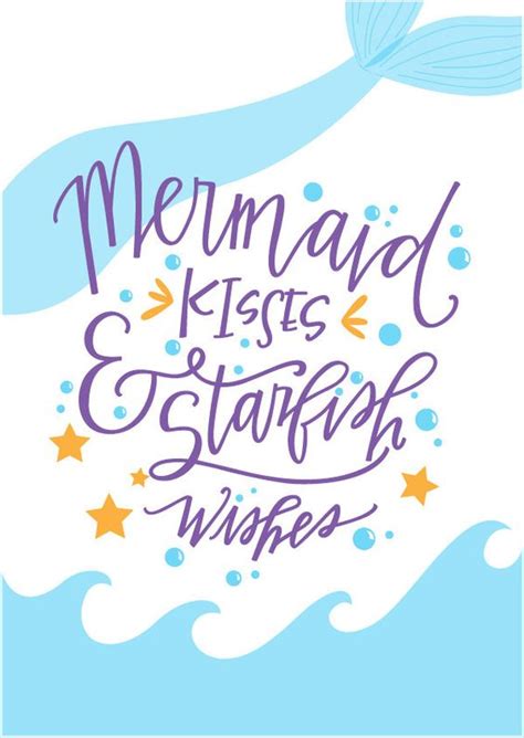 Mermaid Kisses & Starfish Wishes || Hand-lettered Art ...