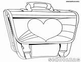 Bag Coloring Heart Schoolbag sketch template