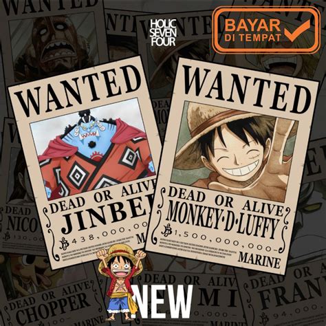 Poster Buronan One Piece Kru Topi Jerami / Luffy 1 5 Billion Bounty Poster 4k Topi Jerami Seni 