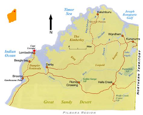 The Kimberley Region Road Map Wa