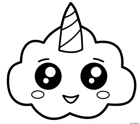 Unicorn Cloud Kawaii Coloring Page Printable