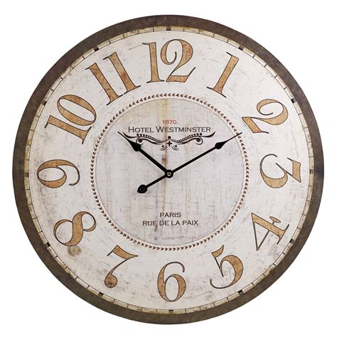 60cm Extra Large Wooden Wall Clock Vintage Retro Antique Distressed