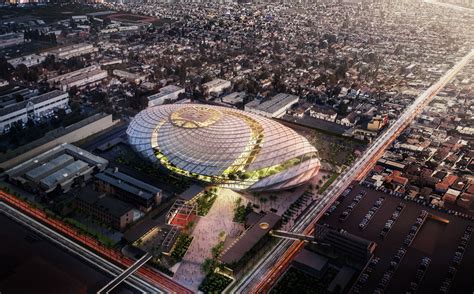 A series of renderings reveal our first look at the new clippers arena scheduled to open in inglewood in 2024. Renderings revealed for the Clippers' new net-shaped stadium - Archpaper.com