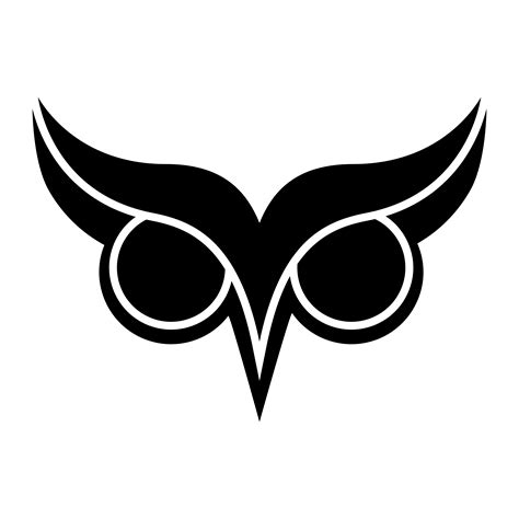 Owl Bird Logo With Big Eyes And Eyebrows In Black Vector 540430 Vector