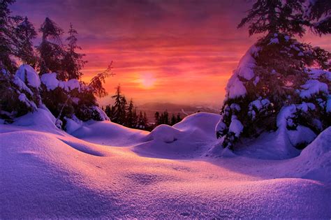 Winter Sunset Hd Wallpaper Background Image 2048x1363